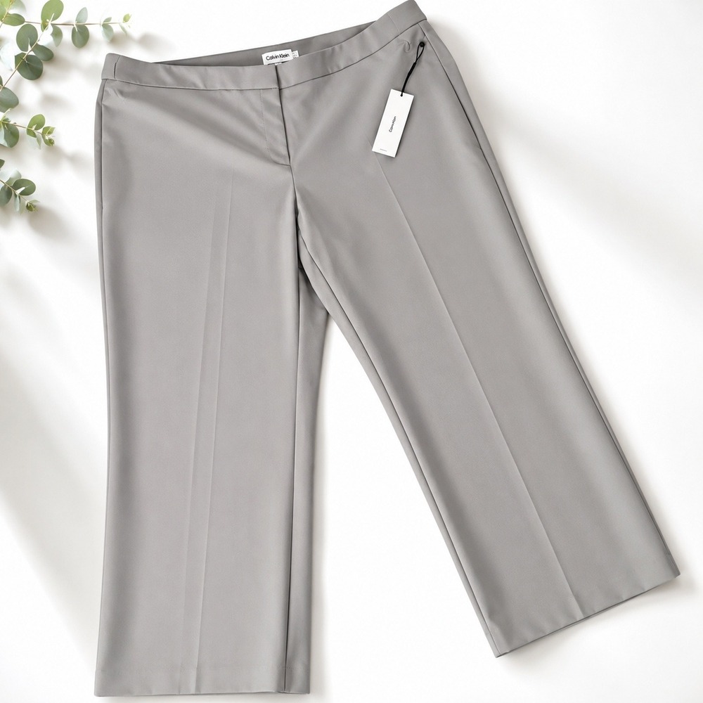 Calvin Klein Gray Tailored Stretch Dress Pants Quiet Luxury Corpcore 22W Trouser